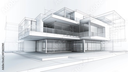 architectural sketch of a modern house, 3d illustration