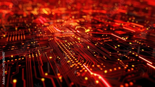 Circuit Board, Technology, Abstract, Digital, Red