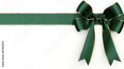 Green Ribbon Bow with Golden Edge