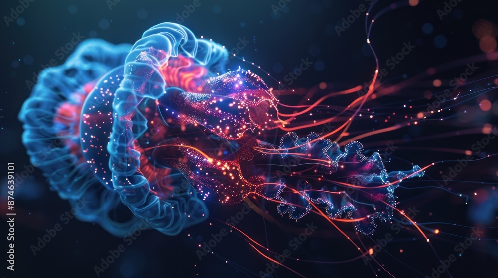 Obraz premium Abstract Jellyfish with Glowing Tentacles