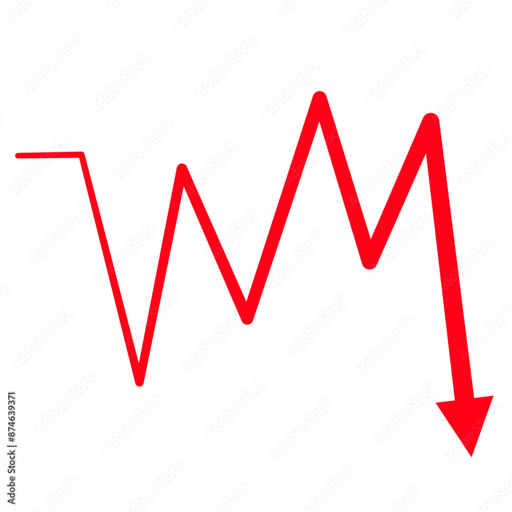 Red Critical down arrow line style vector Red Critical down arrow line style vector