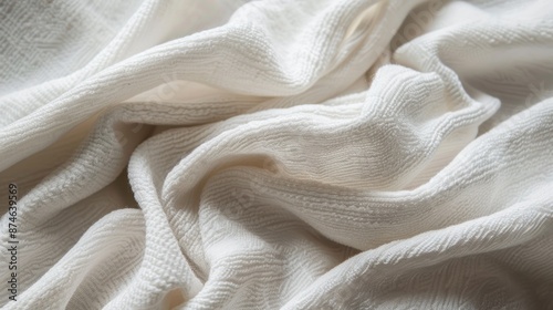 A white fabric with a pattern of lines and swirls