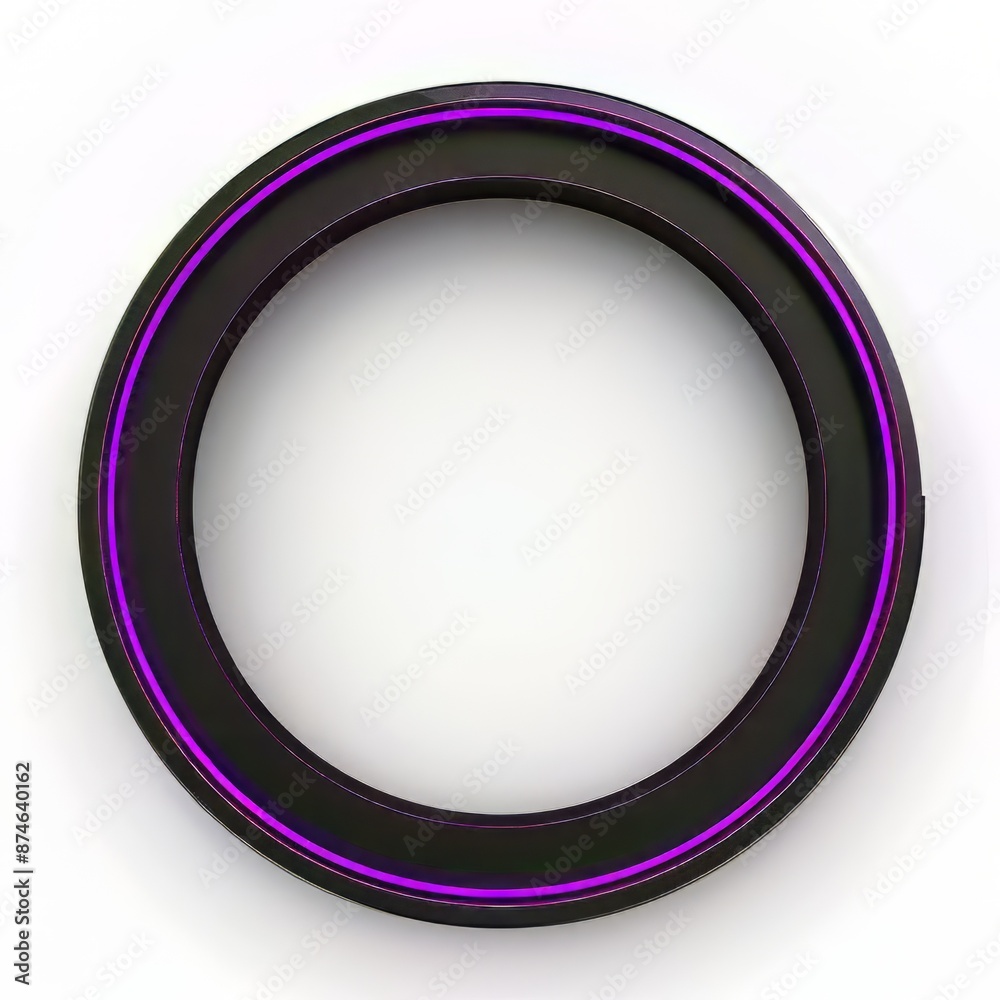Obraz premium Futuristic Glowing Purple and Black Circle Frame Isolated on White Background