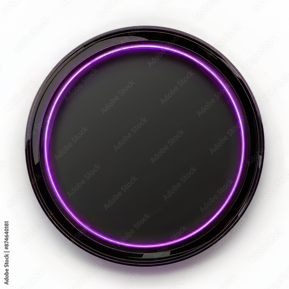 Glowing purple neon circle frame on white background Glowing purple neon circle frame on white background