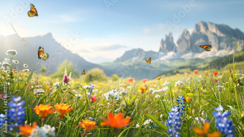 Clear Sky Over a Serene Mountain Meadow