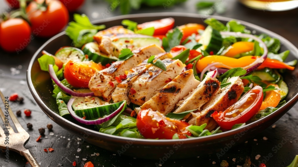 Vegetable salad with chicken generative ai Vegetable salad with chicken generative ai