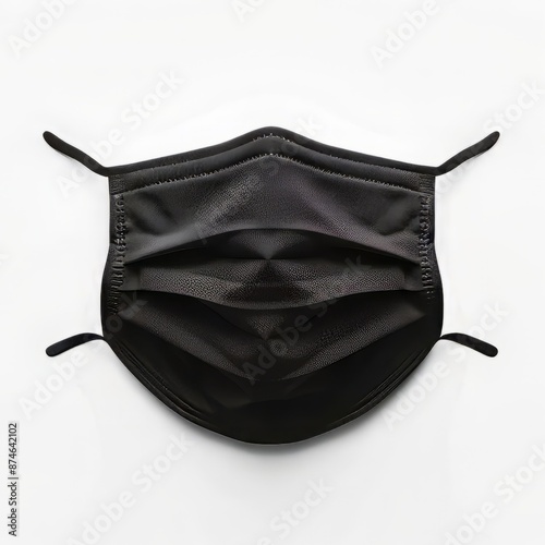 3D rendering of a sleek black face mask isolated on a white background photo