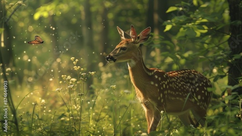 wildlife in the middle of a forest generative ai