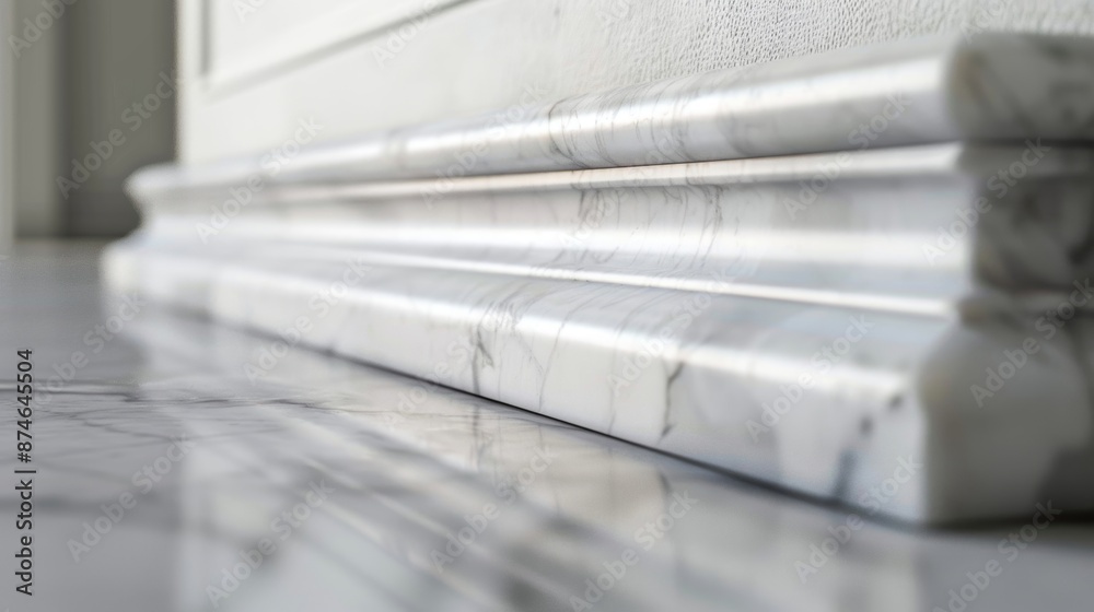 A zoomedin view of a minimalistic interior trim made of white marble showcasing its intricate ing and smooth surface. A zoomedin view of a minimalistic interior trim made of white marble showcasing its intricate ing and smooth surface.
