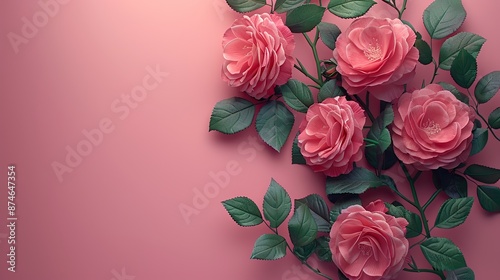 Wallpaper Mural rose flowers on pink background greeting card mockup for mother s day or birthday.stock photo Torontodigital.ca