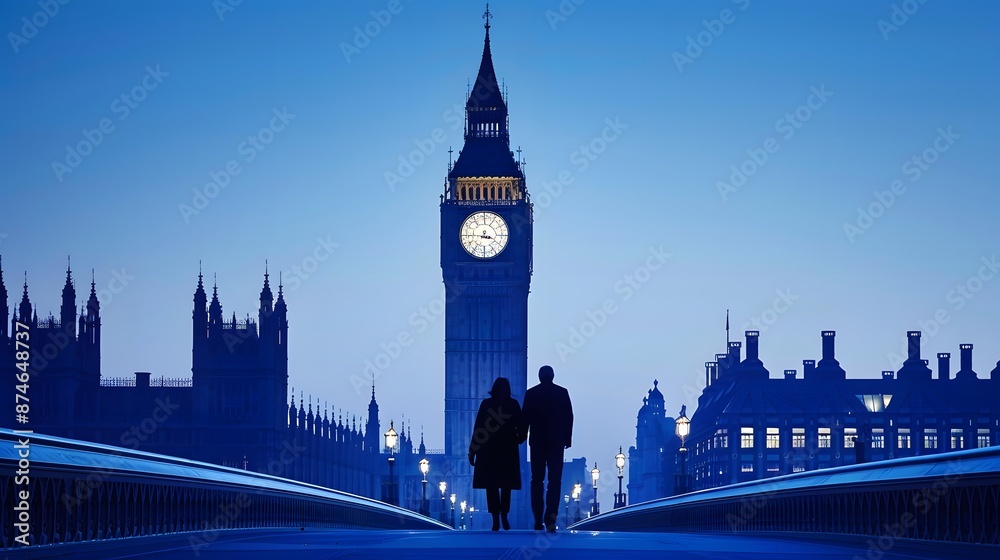 Obraz premium Sunset Over Big Ben and the Houses of Parliament in London
