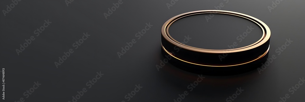 Abstract 3D Render of a Black Circle with a Gold Outline Abstract 3D Render of a Black Circle with a Gold Outline