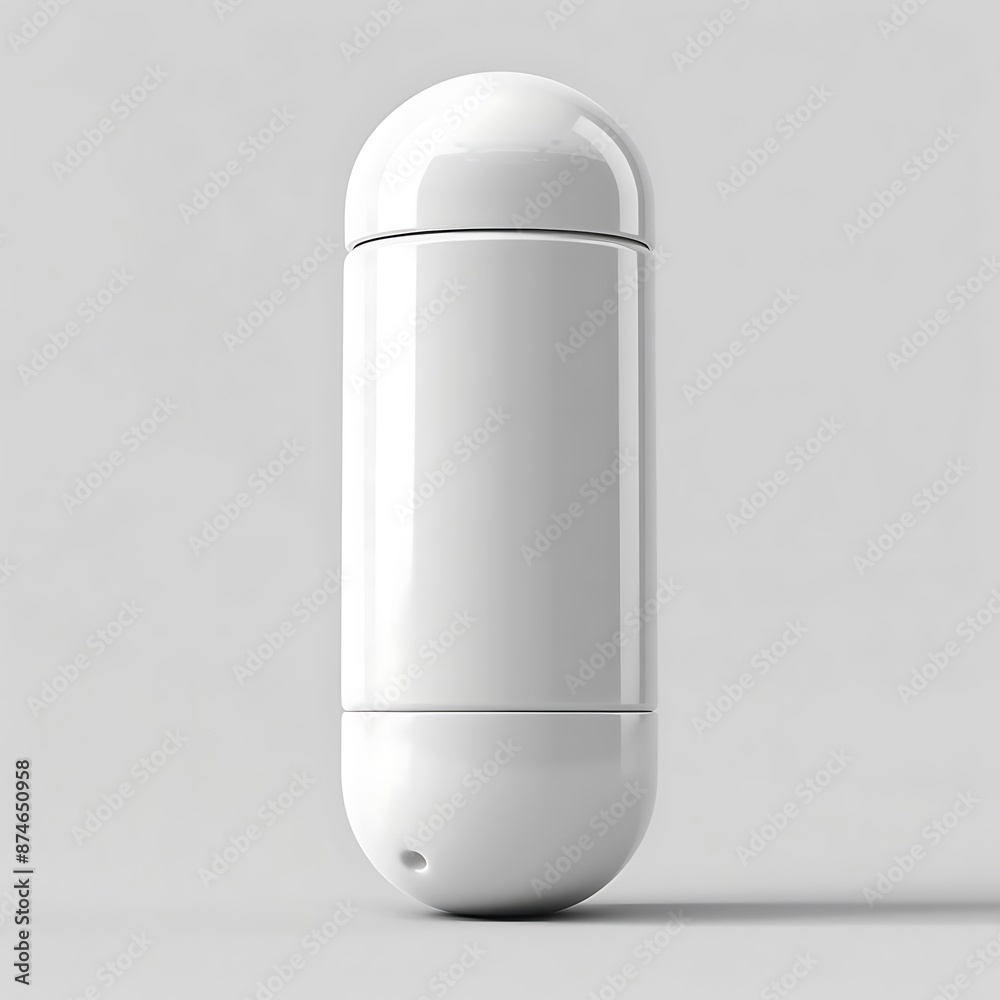 White Capsule Shaped Bottle Mockup 3D Illustration White Capsule Shaped Bottle Mockup 3D Illustration