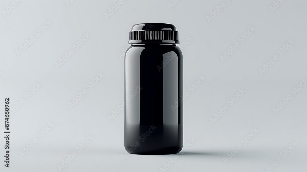 Black Plastic Bottle Mockup 3D Render Black Plastic Bottle Mockup 3D Render