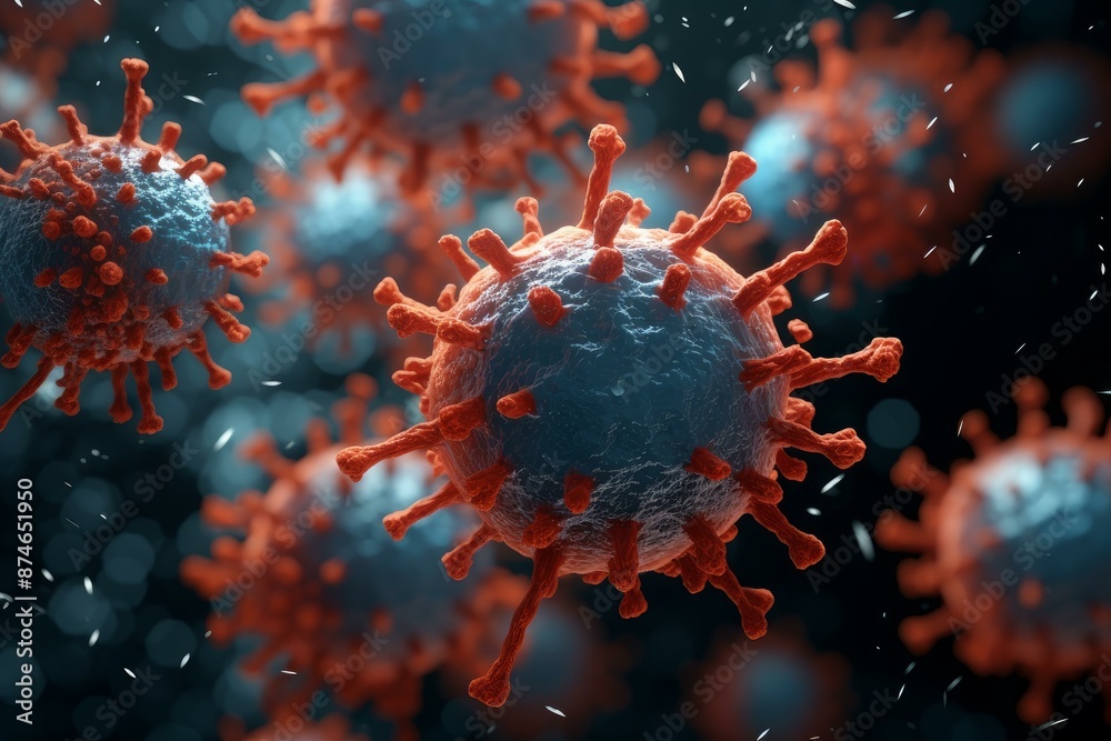 Detailed 3d illustration of virus particles resembling a coronavirus Detailed 3d illustration of virus particles resembling a coronavirus