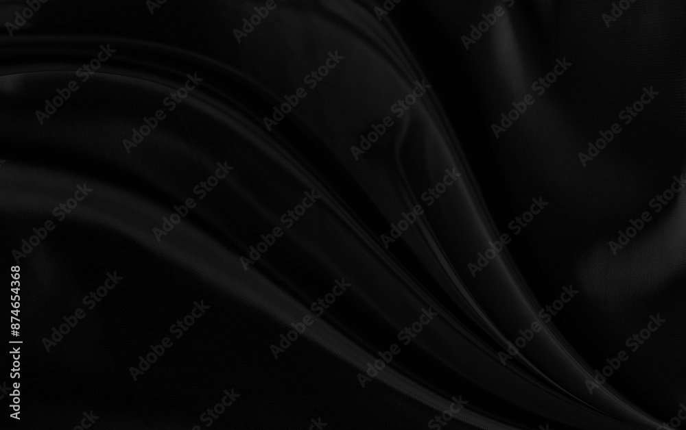 Fototapeta premium Black gray satin dark fabric texture luxurious shiny that is abstract silk cloth background with patterns soft waves blur beautiful.