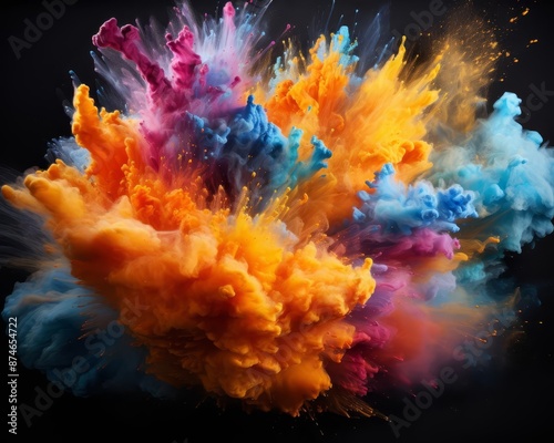An explosion of colorful powder, captured in a moment of dynamic motion