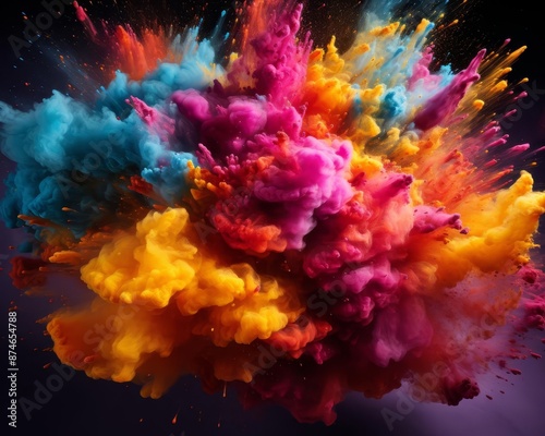 An explosion of colorful powder, captured in a moment of dynamic motion