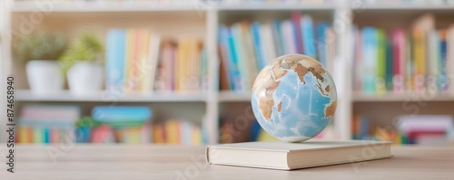 Classroom library with books from around the world, global education, global literature