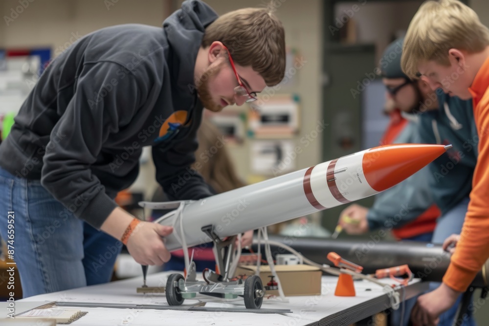 Teenager Assembling a Model Rocket Teenager Assembling a Model Rocket
