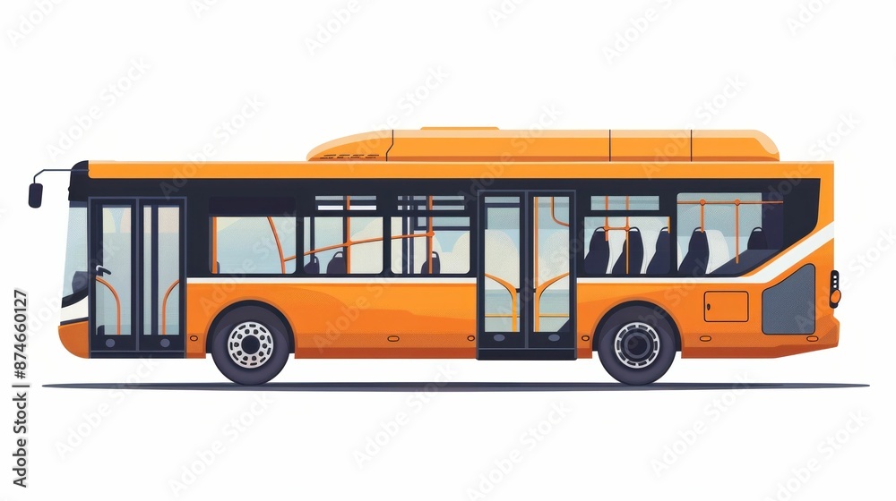Illustration of a vibrant orange bus with a sleek white design symbolizing modern travel and transportation capabilities Illustration of a vibrant orange bus with a sleek white design symbolizing modern travel and transportation capabilities