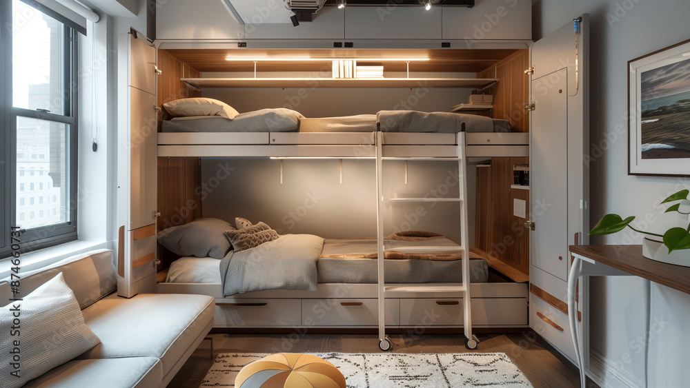 Compact Comfort: A Small Bedroom with Space-Saving Beds Compact Comfort: A Small Bedroom with Space-Saving Beds