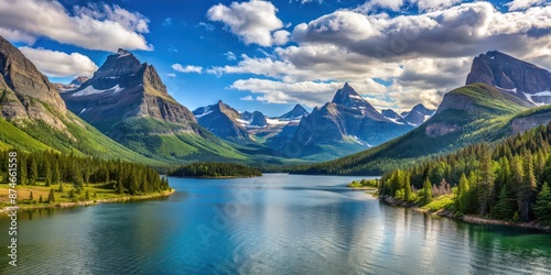 Scenic view of Glacier National Park, glacier, national park, mountains, snow, landscape, scenic, nature