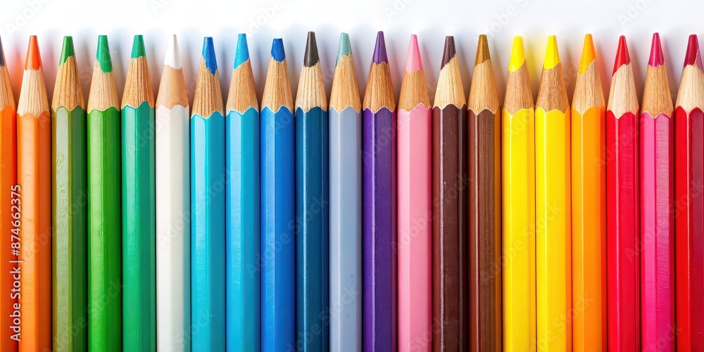 Fototapeta premium rendered of colorful pencils, art supplies, drawing tools, school supplies, education, creativity, vibrant, rainbow