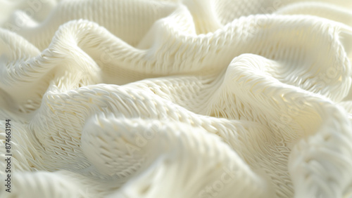 Soft Sophistication: A Super Macro of White Woven Wool Fabric