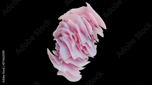 3D Animation - Abstract Elegant Pink Flower-Like Shape with Fluid Loop Animation, Organic abstract animation