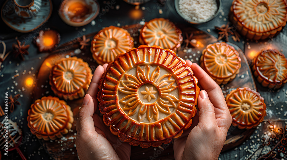 Mooncake. Chinese mid autumn festival food. Mooncake. Chinese mid autumn festival food.