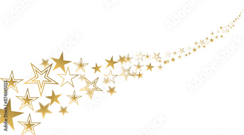 gold stars fly in a stream on a white background