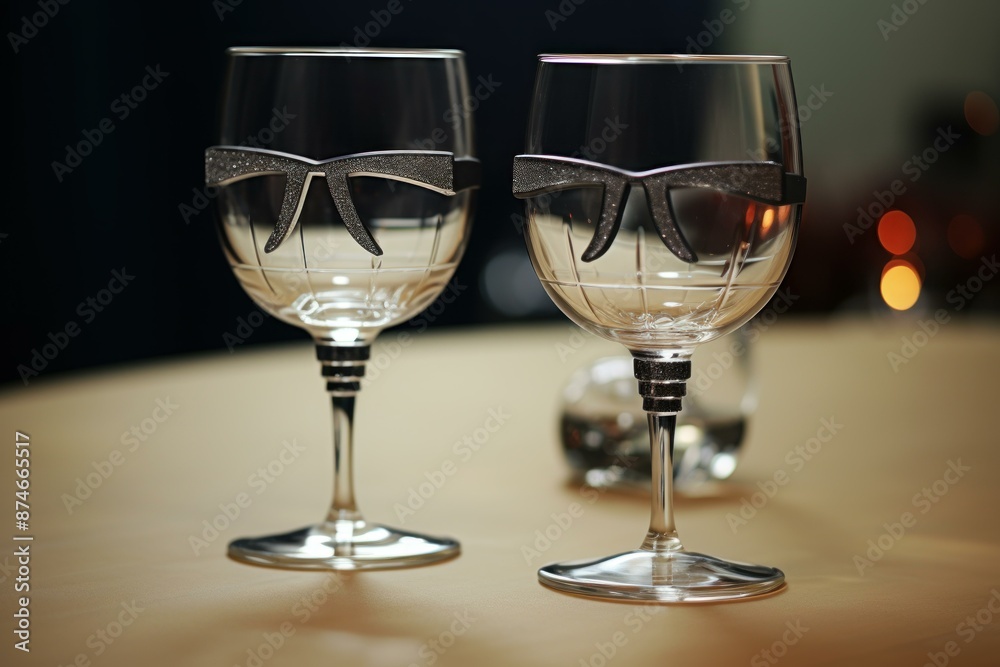 Stylish stemware with black bow tie accents, perfect for sophisticated gatherings Stylish stemware with black bow tie accents, perfect for sophisticated gatherings