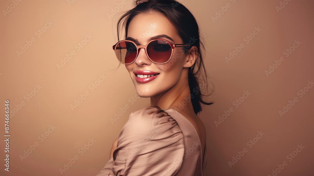 A woman is wearing sunglasses and smiling A woman is wearing sunglasses and smiling