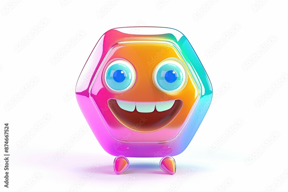 Naklejka premium Hexagon shaped, funny character
