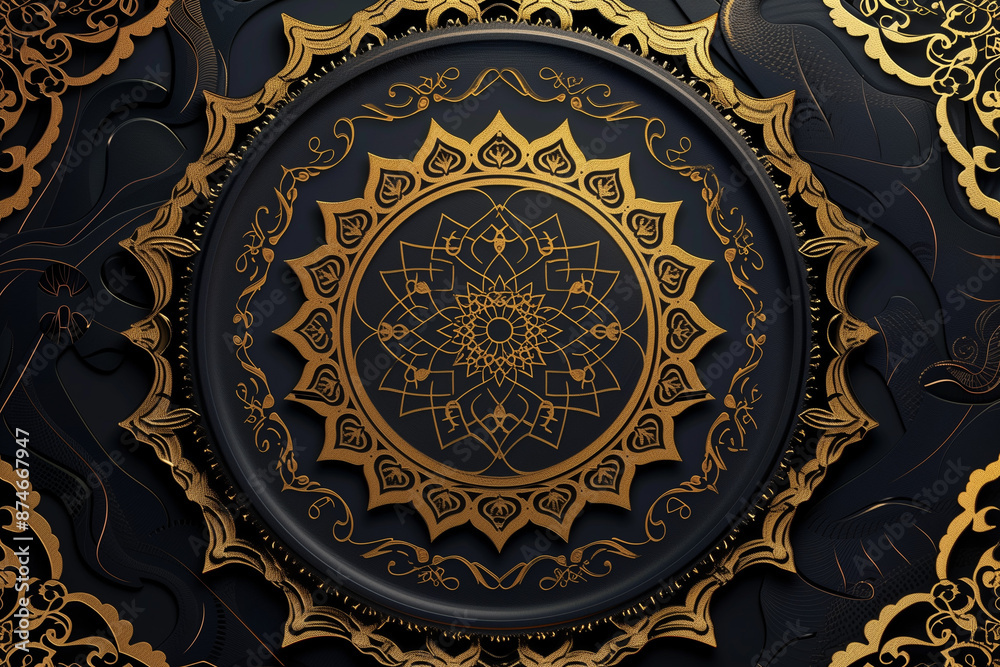 calligraphy Islamic and greeting card template night mode