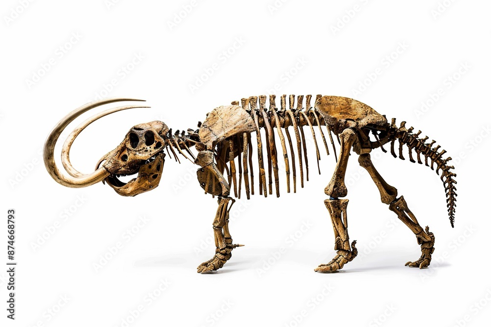 Fototapeta premium Mastodon skeleton, isolated on white