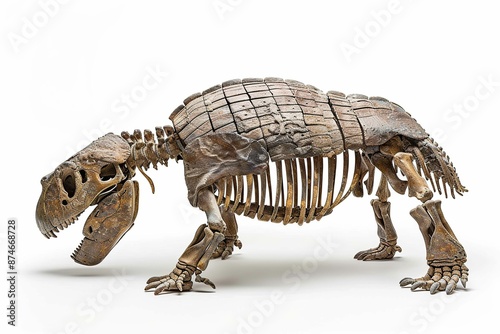 Glyptodon skeleton, isolated on white