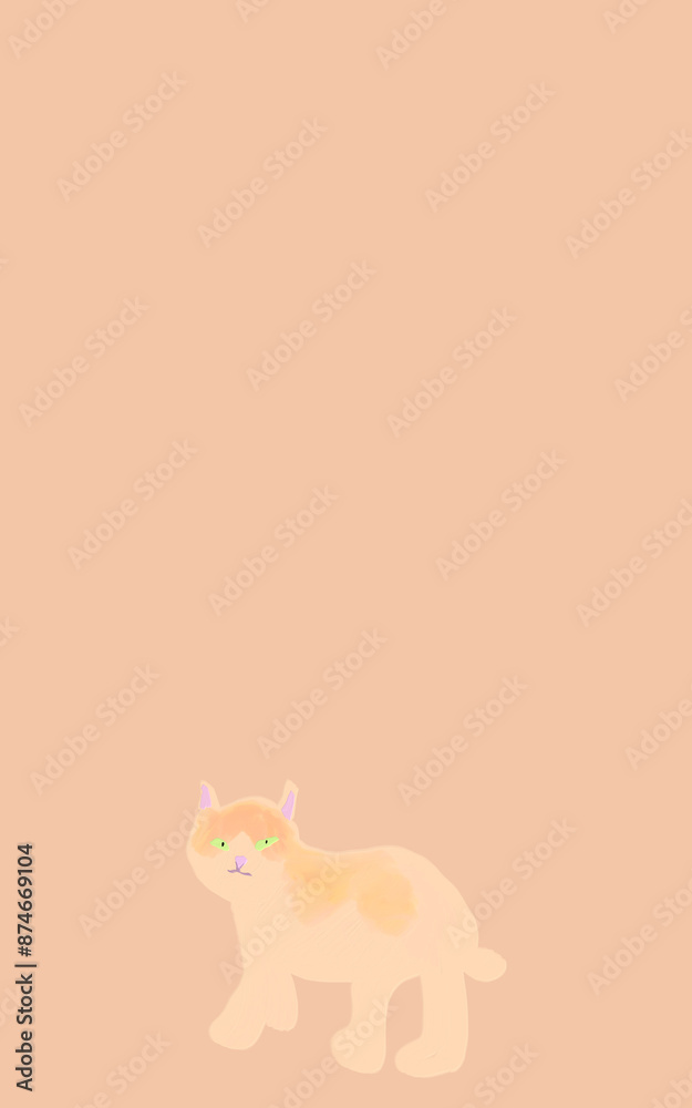 Obraz premium 振り返る野良猫のイラスト