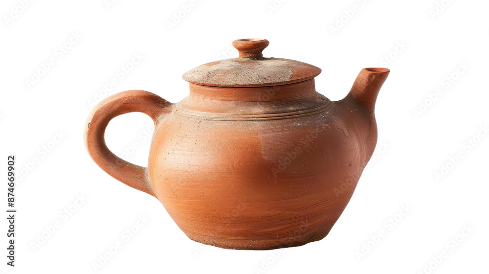 Handcrafted Terracotta Clay Teapot with Lid and Handle