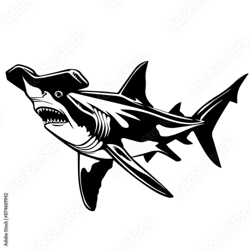 black_and_white_hammerhead_shark_icon generated by AI