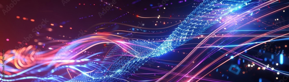 Abstract waves and light trails with tech gadgets for an electronics store Abstract waves and light trails with tech gadgets for an electronics store