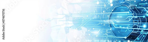 Abstract blue and white background with tech elements for a cybersecurity firm