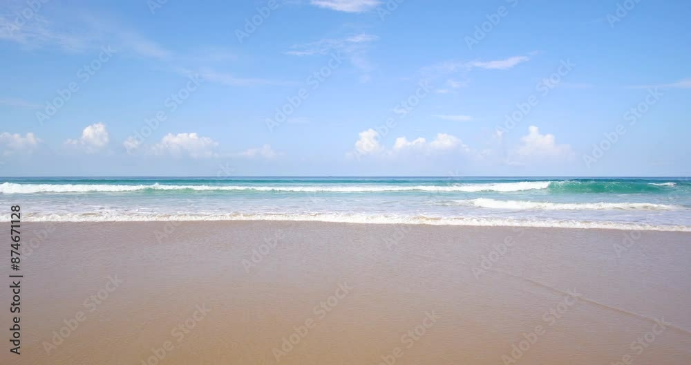 Phuket beach sea Thailand. Landscapes view of beach sea sand and sky in summer day. Beach sea space area. At Karon Beach, Phuket, Thailand. On 9 January 2024. High quality video 4K DCI ProRes422 Phuket beach sea Thailand. Landscapes view of beach sea sand and sky in summer day. Beach sea space area. At Karon Beach, Phuket, Thailand. On 9 January 2024. High quality video 4K DCI ProRes422