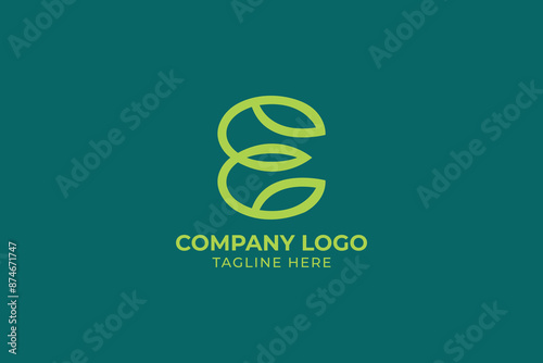 initial letter E iconic floral logo, abstract background with butterfly, abstract flower logo, Flower lotus logo, Beauty or spa logo template, rose flower and botanical leaves illustrations minimal, 