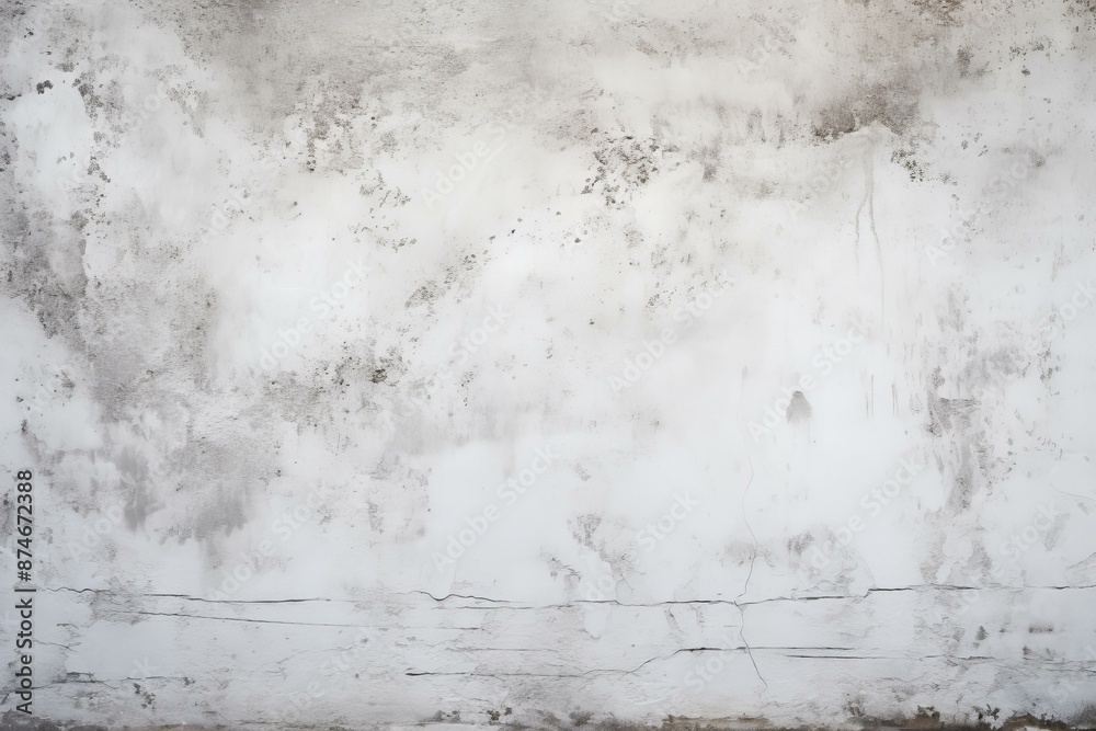 Obraz premium High-resolution image of a weathered white concrete wall with cracks and stains