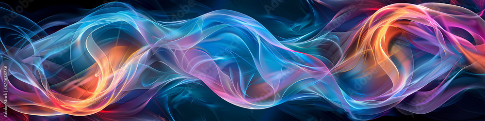 Naklejka premium a digital art piece of an abstract, colorful design featuring swirling and intertwined forms, generative AI