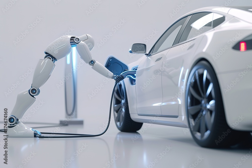 Naklejka premium car automobile electricity auto vehicle technology battery transportation energy environment automotive power cable concept station