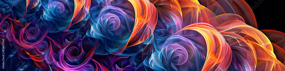Obraz premium a digital art piece of an abstract, colorful design featuring swirling and intertwined forms, generative AI