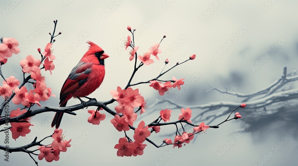 a red bird sits on a branch with the words  cardinal  on the side.